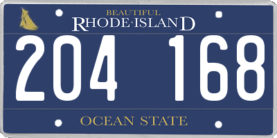 RI license plate 204168