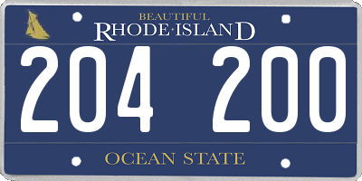 RI license plate 204200