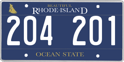 RI license plate 204201