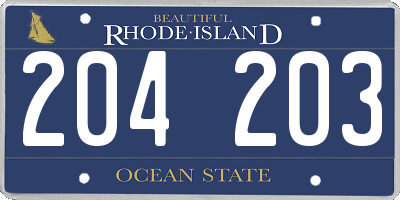 RI license plate 204203