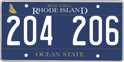 RI license plate 204206