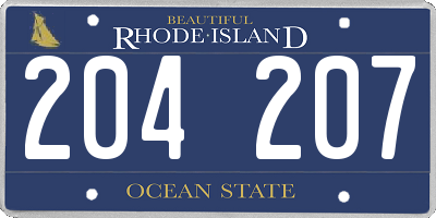 RI license plate 204207