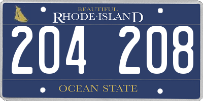 RI license plate 204208