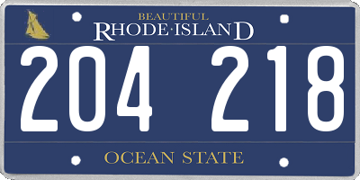 RI license plate 204218