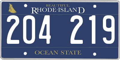 RI license plate 204219