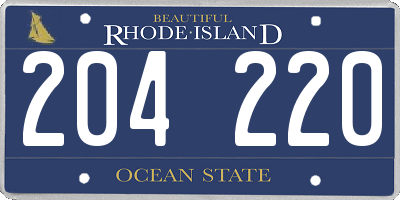 RI license plate 204220