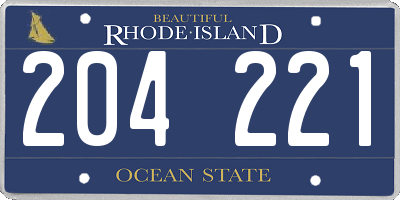 RI license plate 204221