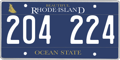RI license plate 204224
