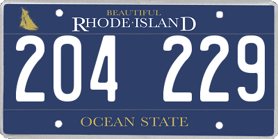 RI license plate 204229