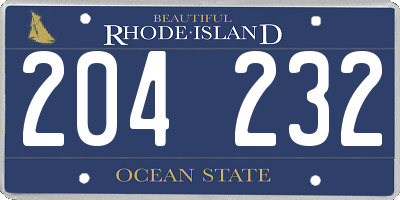 RI license plate 204232