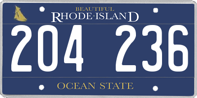 RI license plate 204236