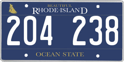 RI license plate 204238