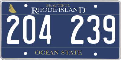 RI license plate 204239