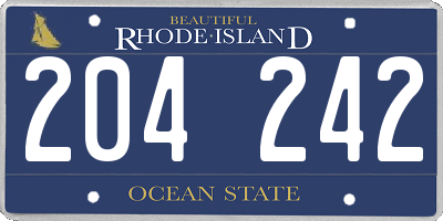 RI license plate 204242