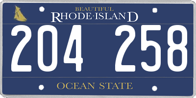 RI license plate 204258