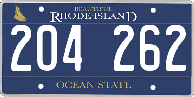 RI license plate 204262