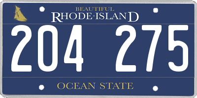 RI license plate 204275