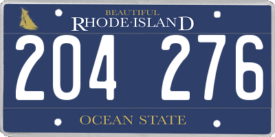 RI license plate 204276