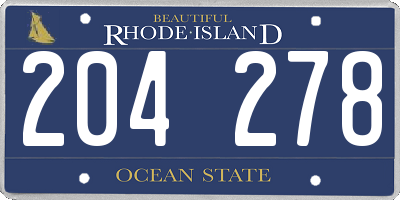 RI license plate 204278