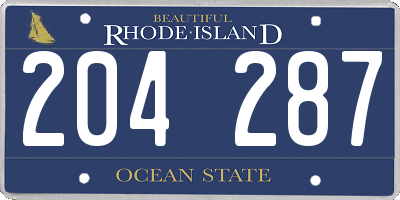 RI license plate 204287
