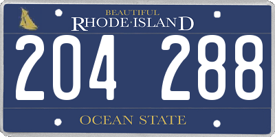 RI license plate 204288