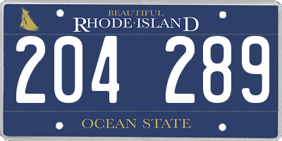 RI license plate 204289