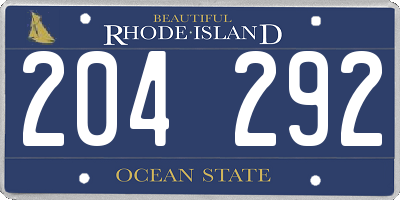 RI license plate 204292