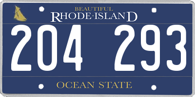 RI license plate 204293
