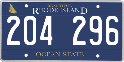 RI license plate 204296