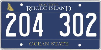 RI license plate 204302