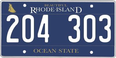 RI license plate 204303