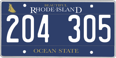 RI license plate 204305