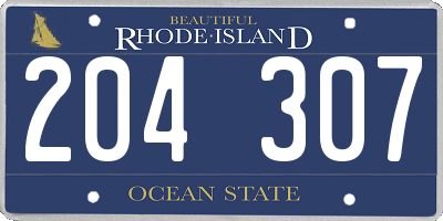 RI license plate 204307