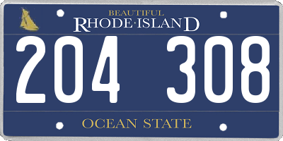 RI license plate 204308