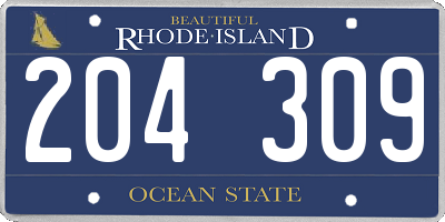 RI license plate 204309