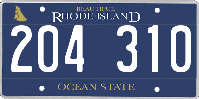 RI license plate 204310