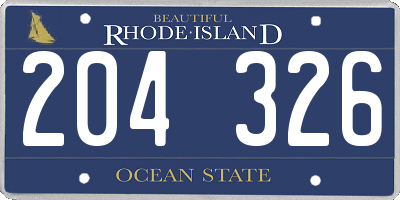 RI license plate 204326