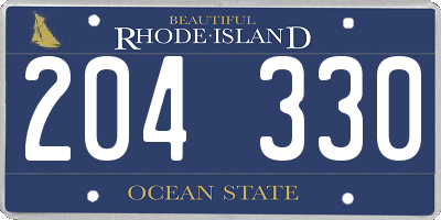 RI license plate 204330