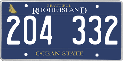 RI license plate 204332