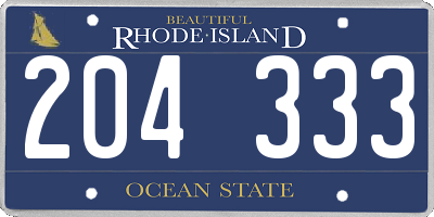 RI license plate 204333