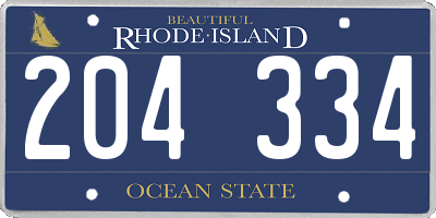 RI license plate 204334
