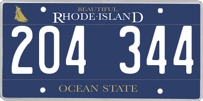RI license plate 204344