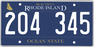 RI license plate 204345