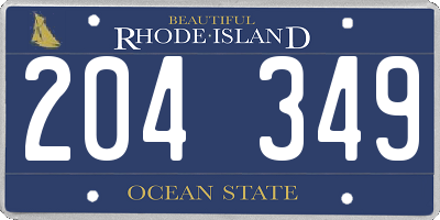 RI license plate 204349