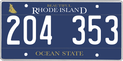 RI license plate 204353
