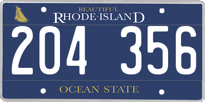 RI license plate 204356