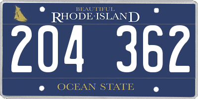 RI license plate 204362