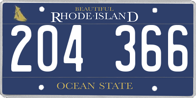 RI license plate 204366