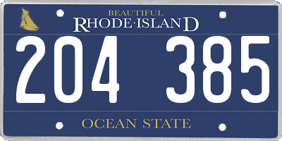 RI license plate 204385
