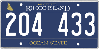 RI license plate 204433